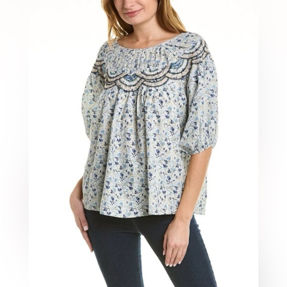 Johnny Was Tatiana Floral Embroidery Top women’s